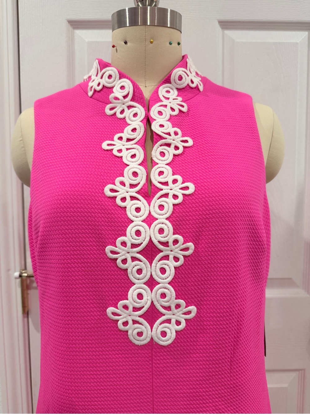 BNWT Vince Camuto Hot Pink Dress with White Trim - Picture 4 of 14